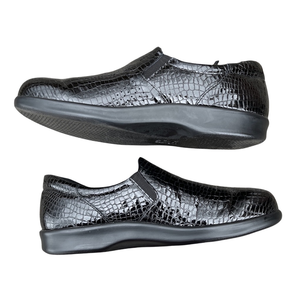 SAS Viva Comfort Dream Slip On Black Croc Soft Step Walking Shoe Loafers Size 9 - Picture 3 of 8